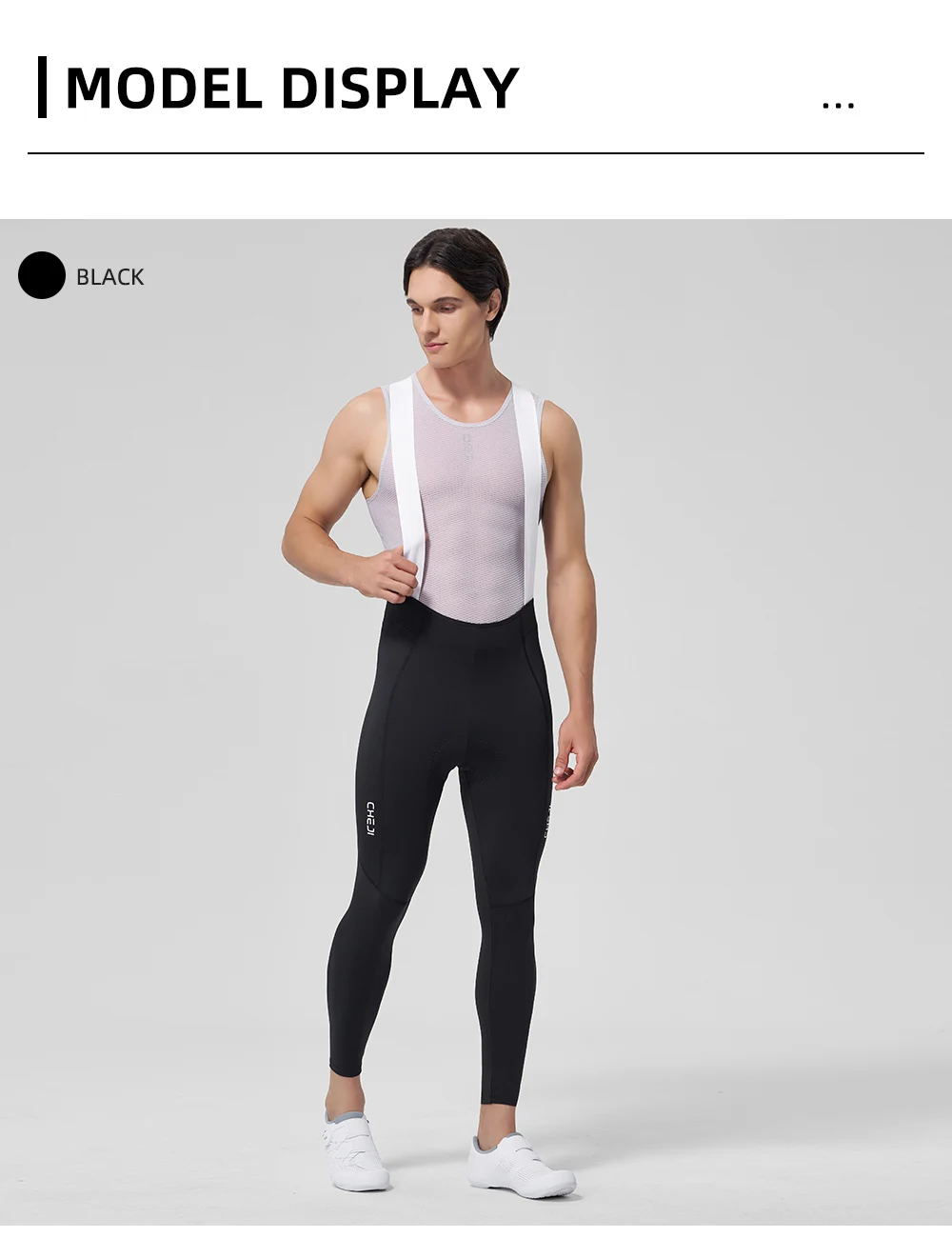 Cheji Cycling Lange Trägerhose, atmungsaktive Kompressions-Trägerhose für Herren – Detail 7
