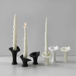 Silicone Mold for European Long Candle Holder Aromatherapy Candlestick Plaster Mold Epoxy Resin Mold Home Candlestick Decoration