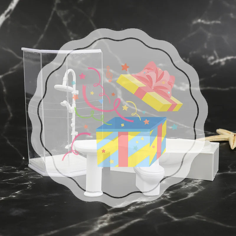 

1:25 Dollhouse Miniature Bathroom Set Shower Room Toilet Bathtub Sink Model Toy