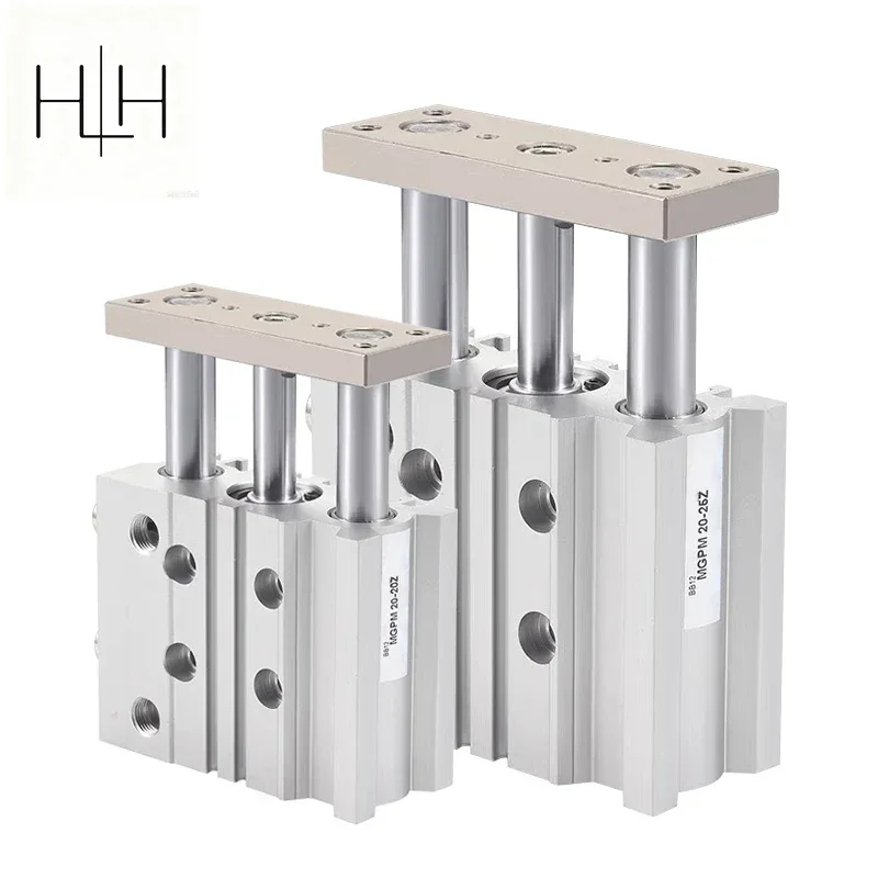 HLH MGPM Series MGPM12 MGPM16 MGPM20 MGPM25 Stroke 10/20/30/40/50/75/100/125/150/200mm Air Pneumatic Compact Guide Cylinder