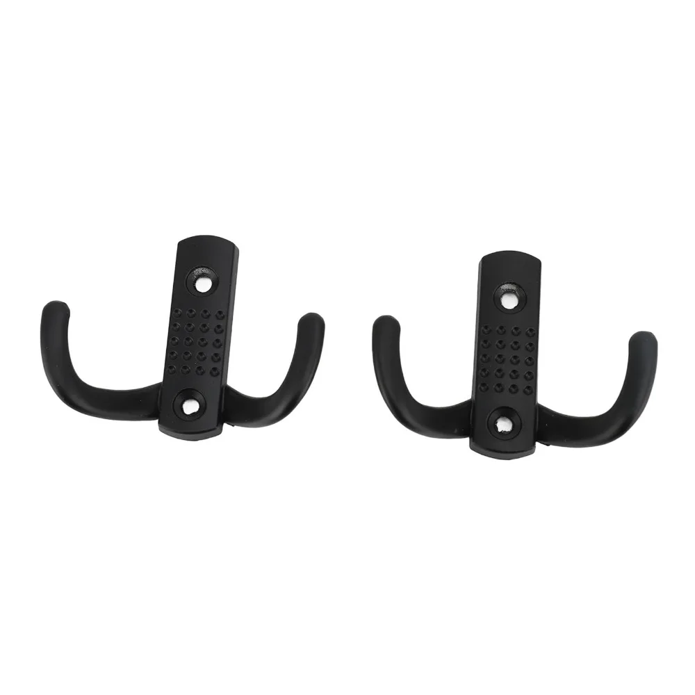 2sets Robe & Towel Hooks Zinc Alloy Double Prong Hook Black 67mm Coat Hook Dual Claw Door Hook For Kitchen
