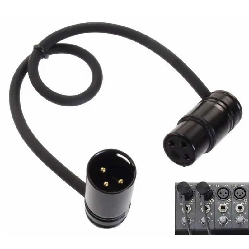 

1Ft Low Profile Right Angle 3 Pin XLR Male to Female Adjustable Angle Audio Cable