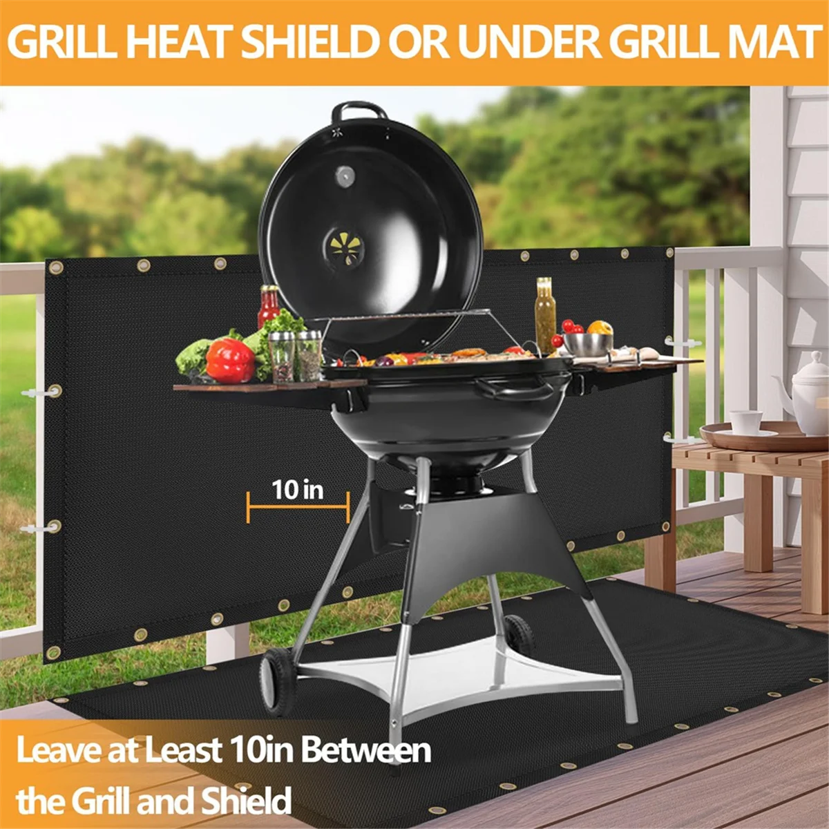 Fireproof Heat Shield for Wall Behind Grill Protect Deck Fence From Grill Heat, Heat Shield Grill Mat for Outdoor Grill