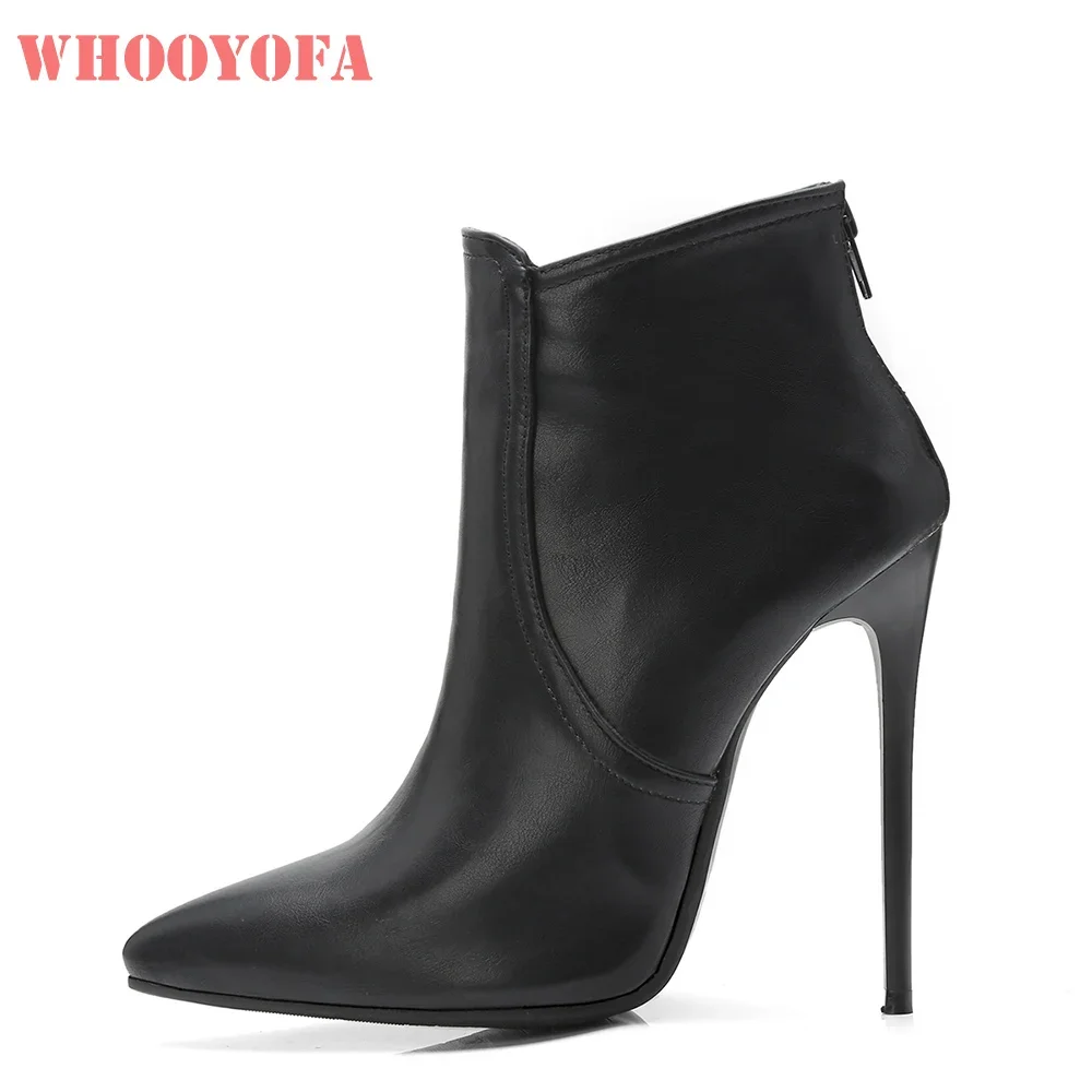 

Hot Brand New Mature Black Apricot Women Ankle Boots Fashion Super Thin Heels Lady Bridal Shoes Plus Big Size 43 44 48
