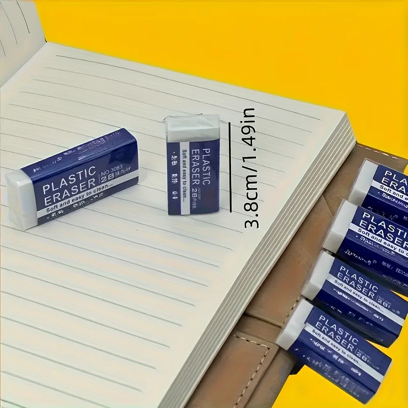 6/20pcs Easy to clean 2B Plastic eraser - WhiteRectangularPVC Material，Suitable for art and craft projects，Handicraft Supplies |