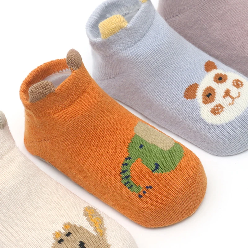 Baby Cute Cartoon Animal Ankle Short Socks for Toddler Boys Girls Spring Summer Thin 3D Ear Anti-slip White Floor Stockings