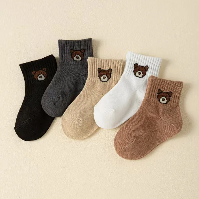 5 Paar Kindersocken mit niedlichem Cartoon-Bärenmuster, für Jungen und Mädchen, bequem für Kleinkinder – Detail 5