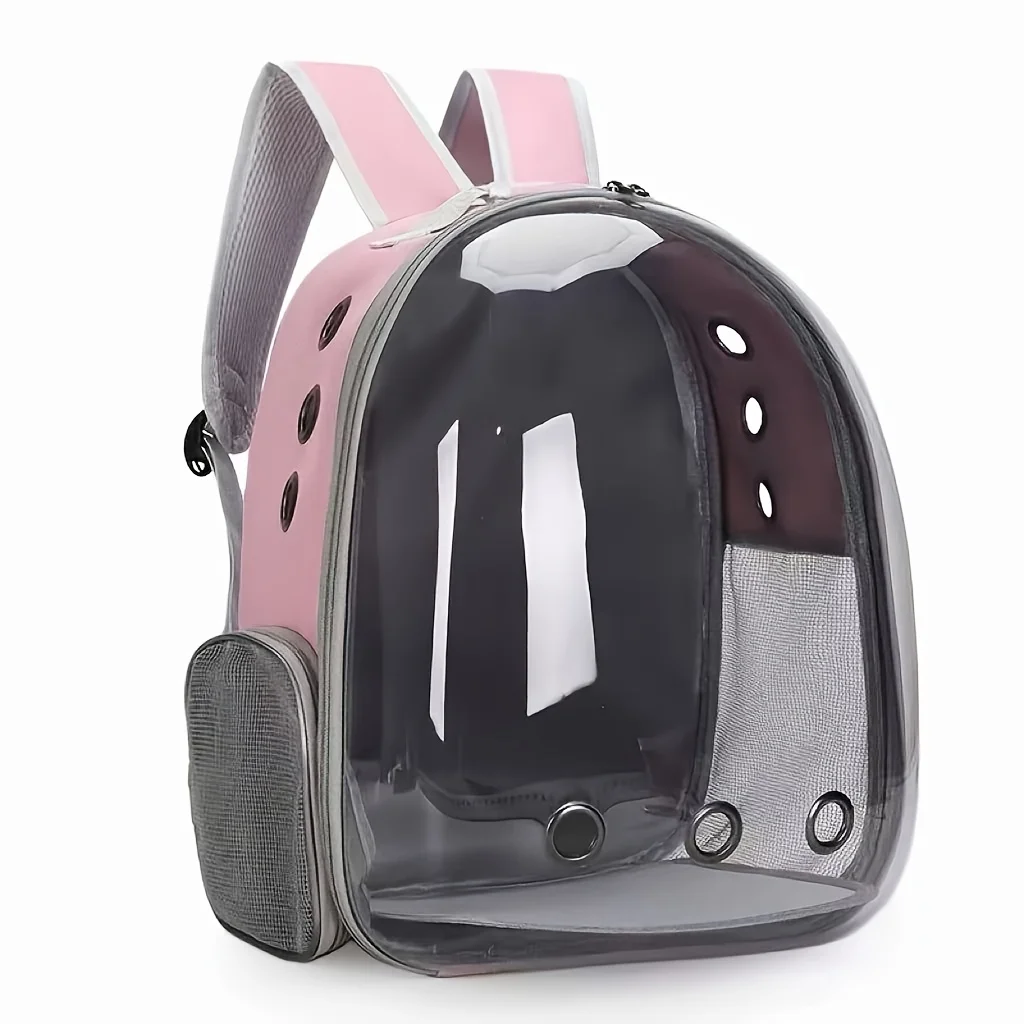 Raumkapsel-Haustierrucksack - Atmungsaktiver Transparenter Reiseträger für Katzen und Kleine Hunde mit Reißverschlüssen, Tragbar für Outdoor-Aktivitäten