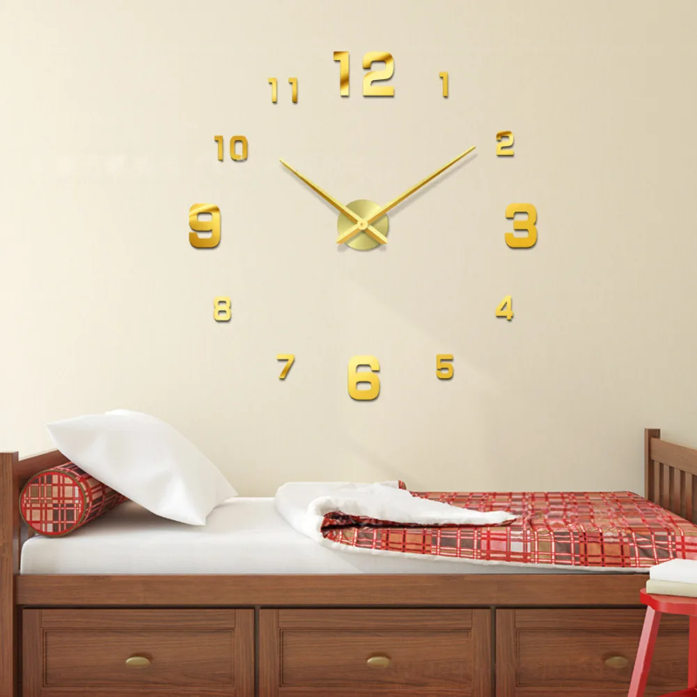 

3D DIY Mirror Wall Clock with Non Ticking Movement and Adjustable Size for Bedroom Living Room Office Wall Decor