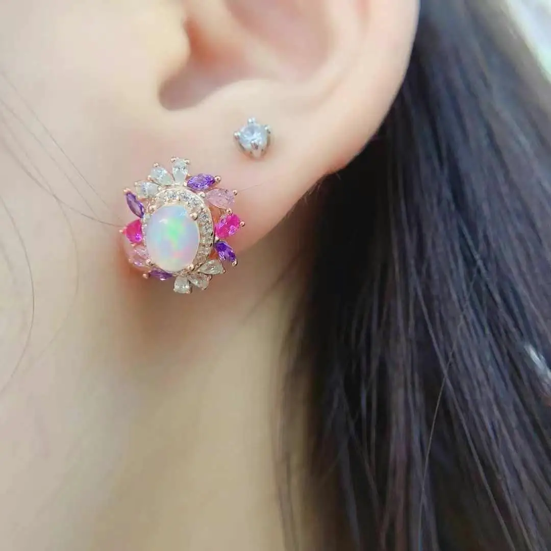 

Серьги на юбилей, 100% натуральный и настоящий опал, женские серьги из стерлингового серебра 925 пробы