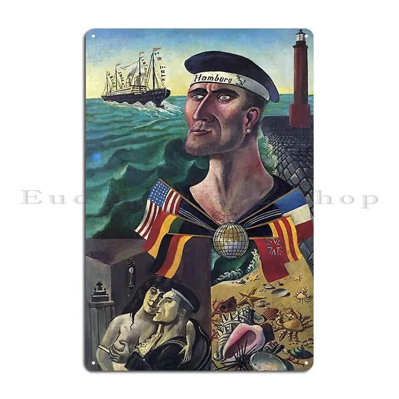 gustave mossa The Goodbye To Hamburg 1921 Otto Dix Metal Plaque Wall Decor Create Garage Painting Mural Tin Sign Poster