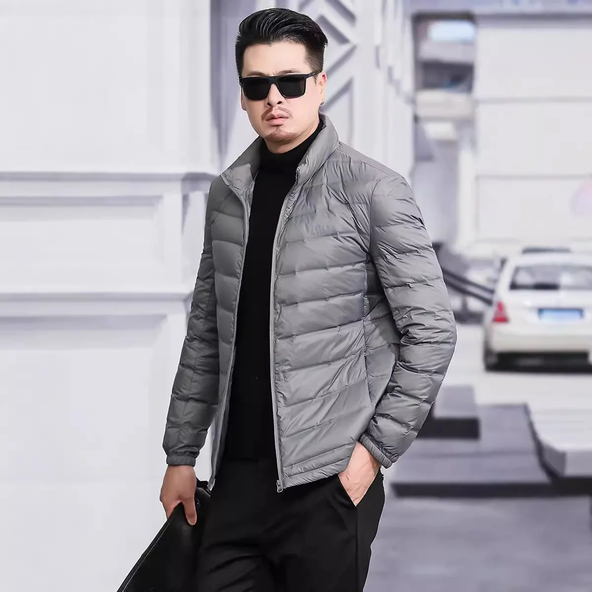 autumn and winter Men's thermal storage lightweight down jacket High end stand collar warm white duck down jacket for men