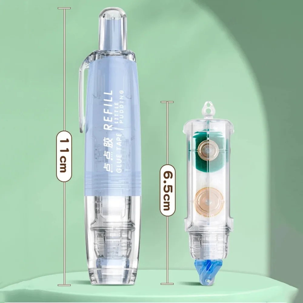 Pluma de pegamento de punto de prensa adhesiva de doble cara, cinta de corrección de alta viscosidad de gran capacidad, cinta de pegamento, papelería de núcleo reemplazable