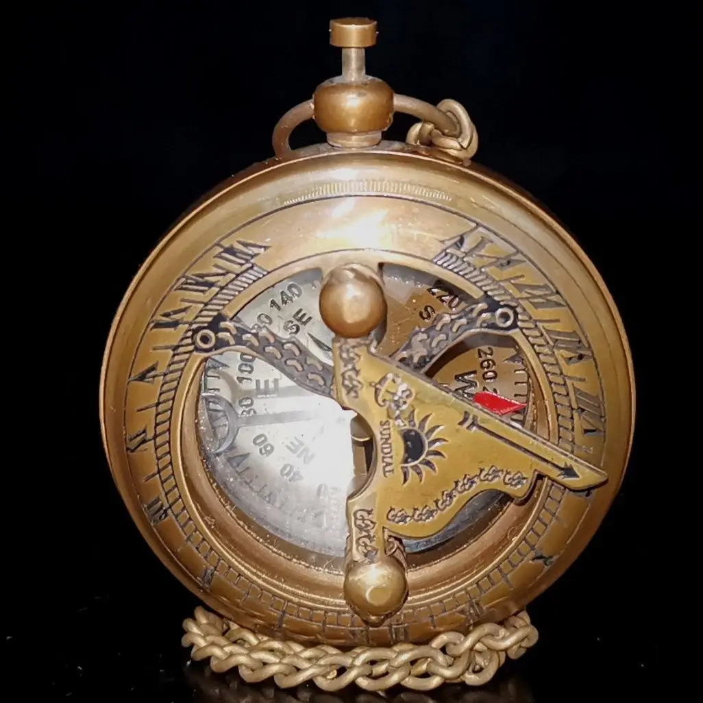 Antique Collection Vintage Old Item Pure Copper Compass 76g 5cm Diameter Retro Pocket Copper Navigation Compass Decor