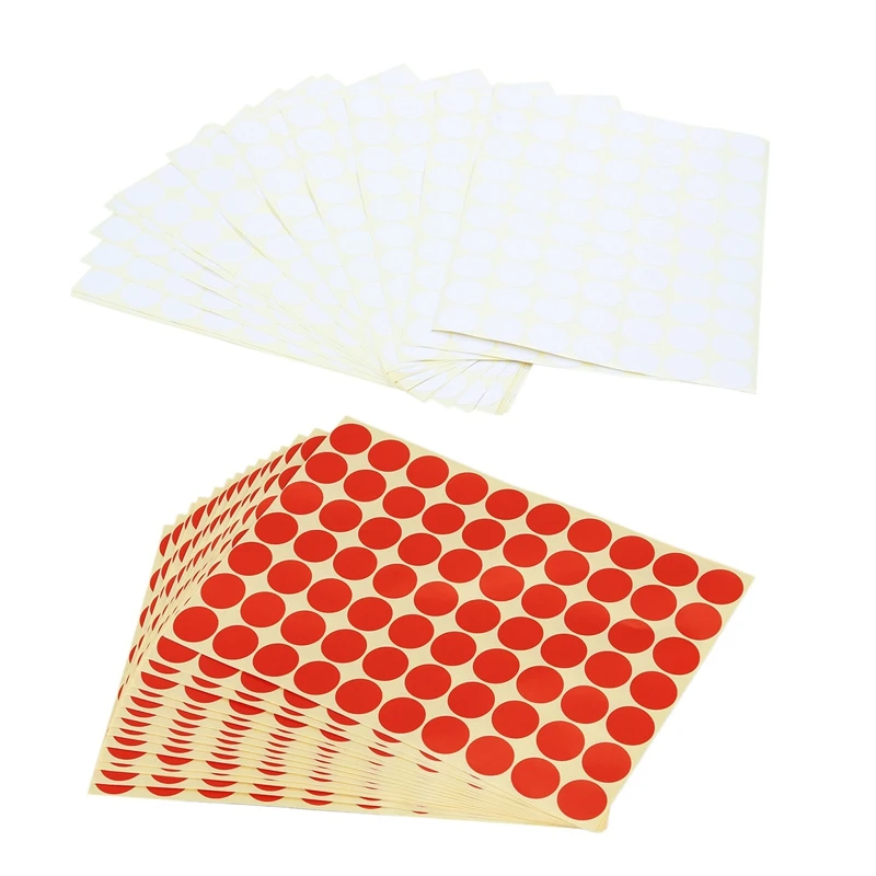 2 Set 19Mm Circles Round Code Stickers Self Adhesive Sticky Labels, White & Red