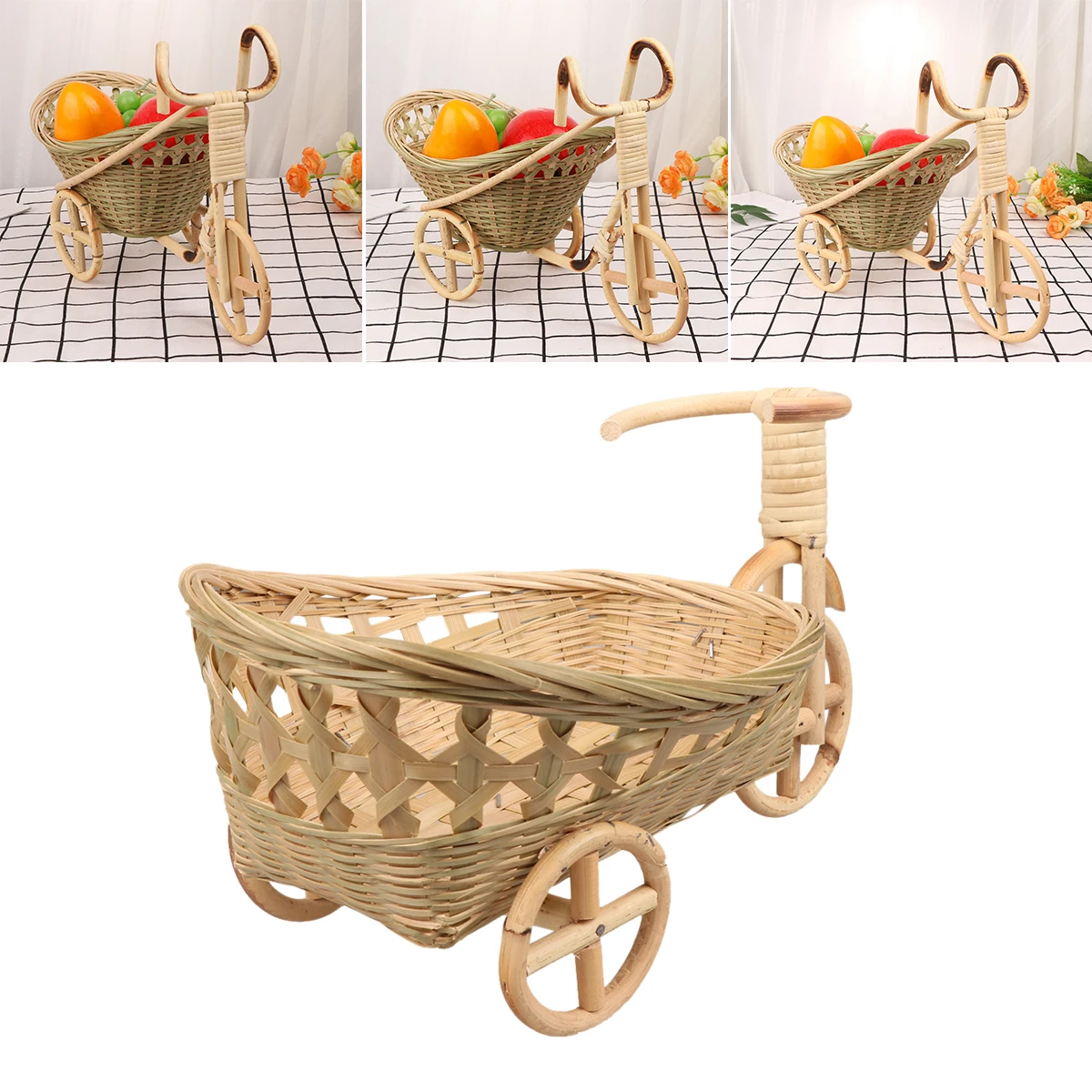

Bamboo Woven Storage Basket H made Food Serving Tray Rattan Fruit Container Kitchen Home Decor Dinning Room Party Wedding