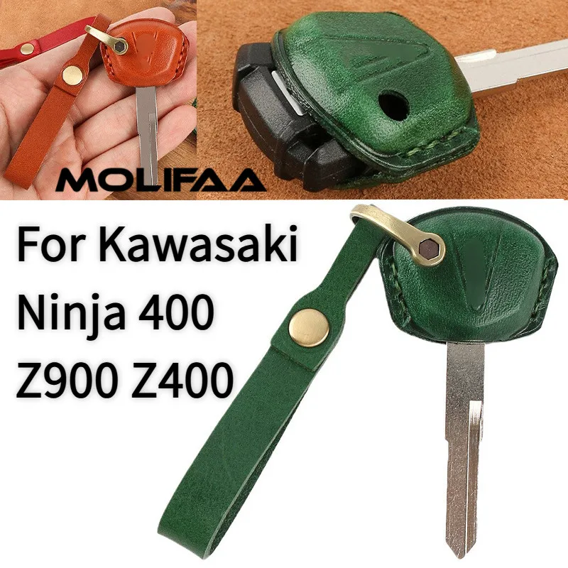 

For Kawasaki Ninja 400 Z900 Z400 Pu Leather Key Cover Motorcycle Accessories Keychain Buckle Chain Case Pad