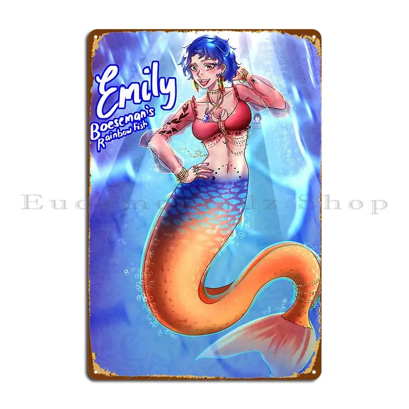 Stardew Valley Mermaid Emily Asophia Mills Metal Sign Wall Plaque Retro Cave Club Customized Tin Sign Poster