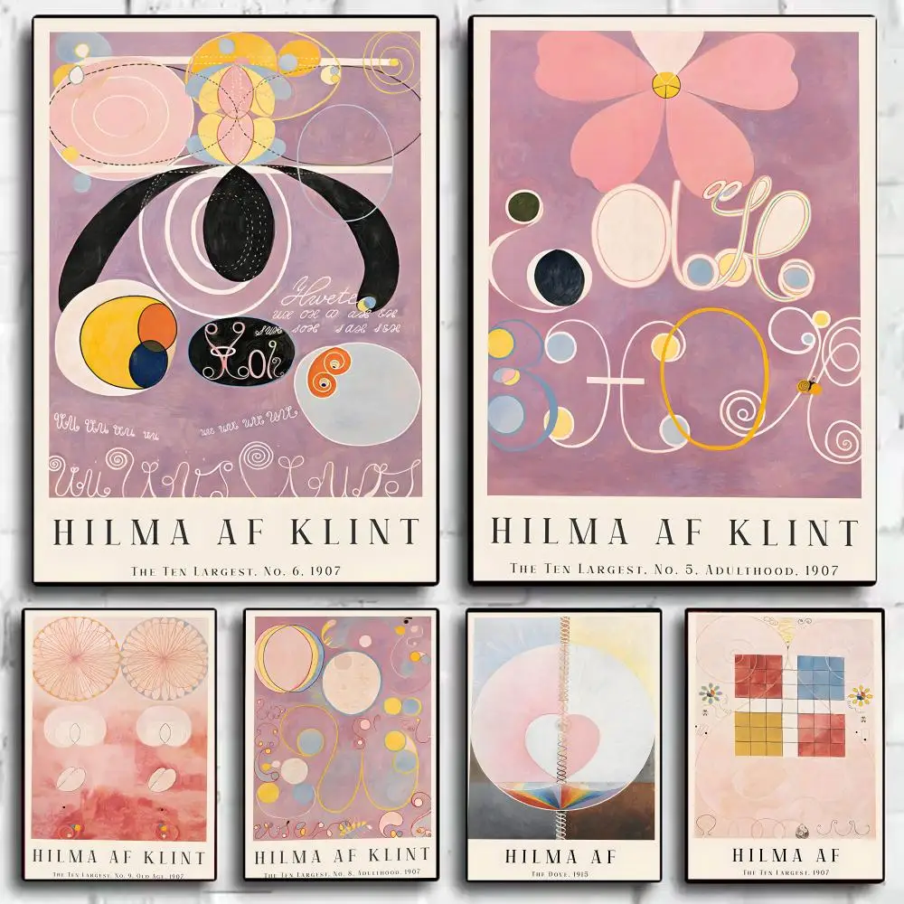 

H-Hilma AF Klint Print Painting Calligraphy Canvas Poster Waterproof HD Vintage Wall Art for Bedroom Living Room Home Decor Gift