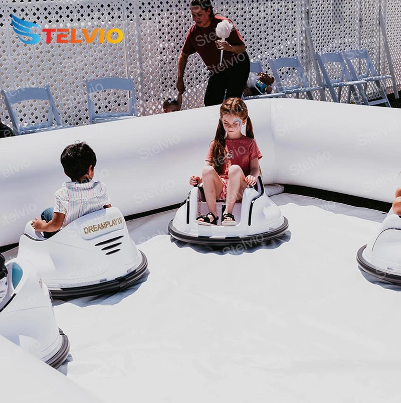 New design full white commerical grade best selling all white kids play arena race track inflatable bumper car arena