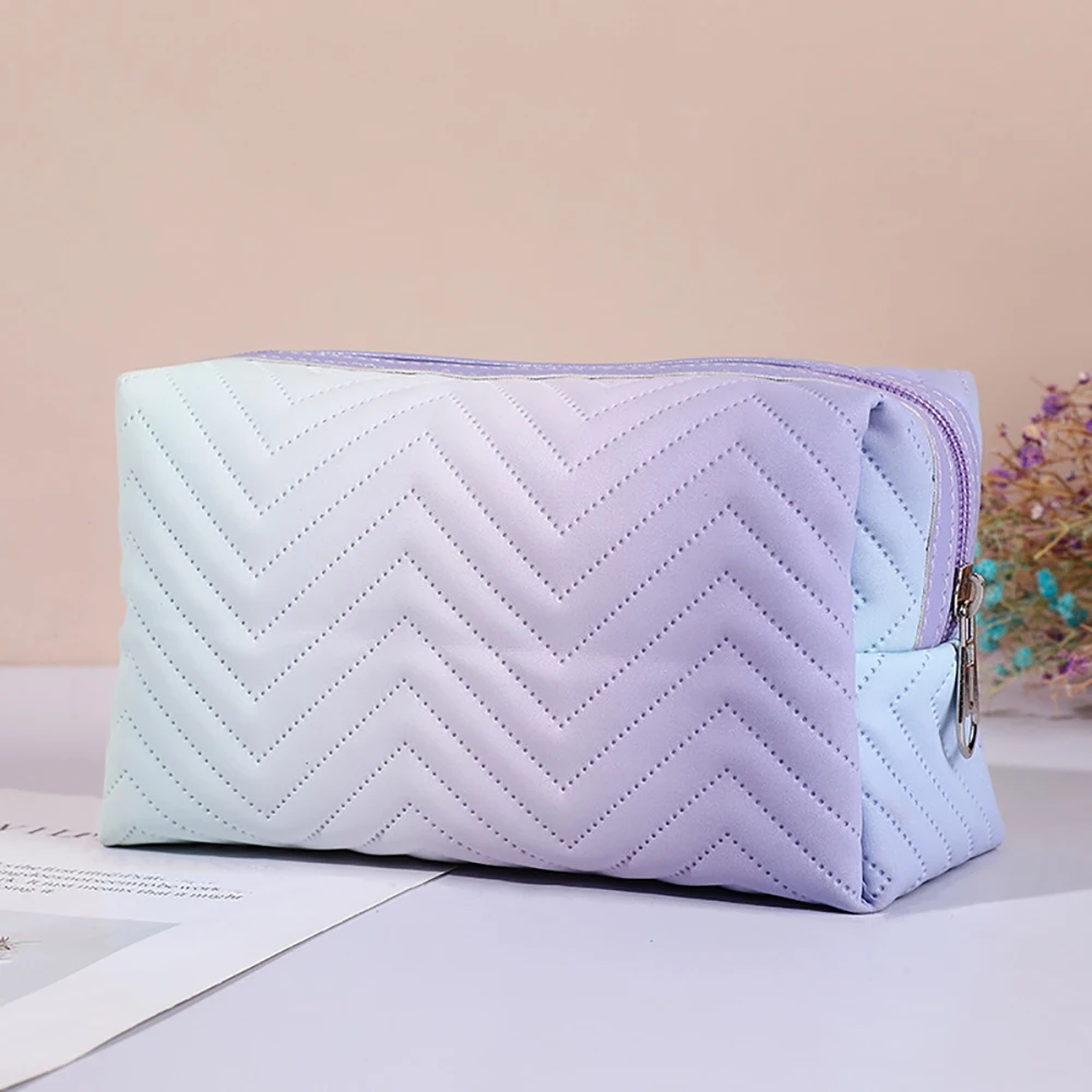 Cosmetic Bag Female Toiletry Bag Make Up Organizer Stylish Gradient Color Makeup Bag Portable Travel Cosmetic Storage Bag