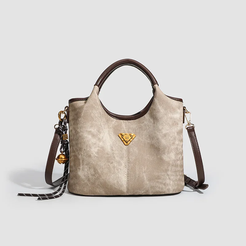 

New in 2025! 1930s - Style Retro Handbag for Women - Niche, High - end Look, Color - Blocking, Big Capacity Bucket/Tote