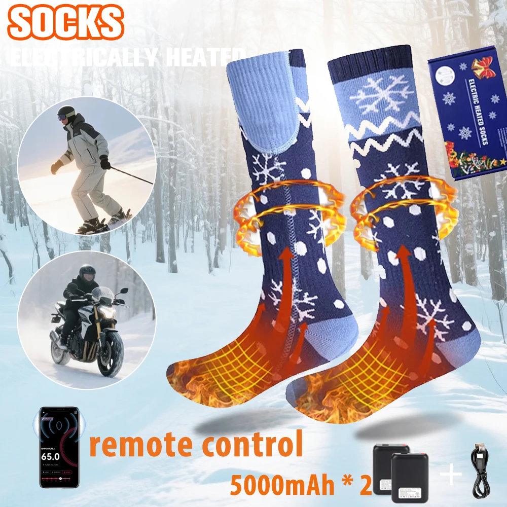

Warm Knee High Heated Socks Men Women-Thermal Cotton Heated Socks For Skiing APP Control Heated Socks 5V Battery Heated Warmer