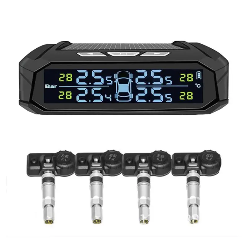 

A96E-Car TPMS Tyre Pressure Monitoring System Solar Power Digital Display Auto Security Alarm Systems With Sensors