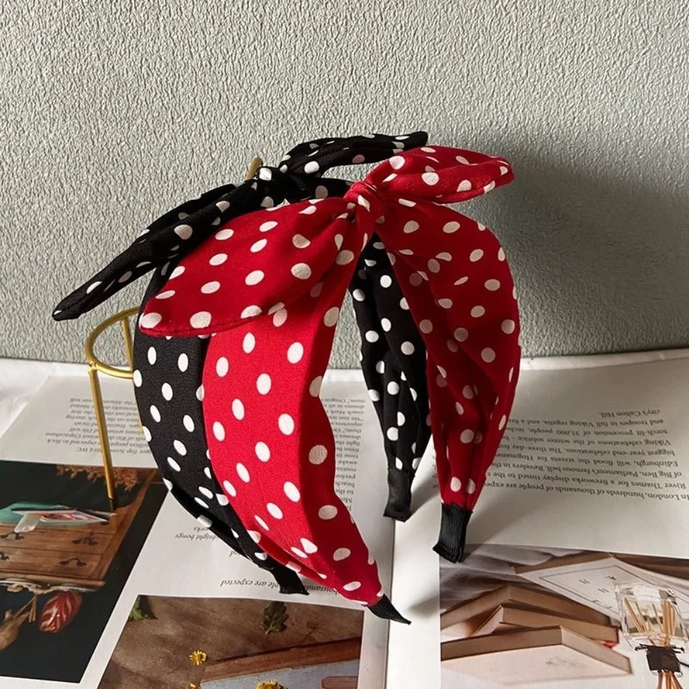 Haarspange Haarreif Kopfschmuck Haaraccessoires Schleifenknoten Damen Breites Stirnband Hasenohren Retro Gepunktetes Haarband