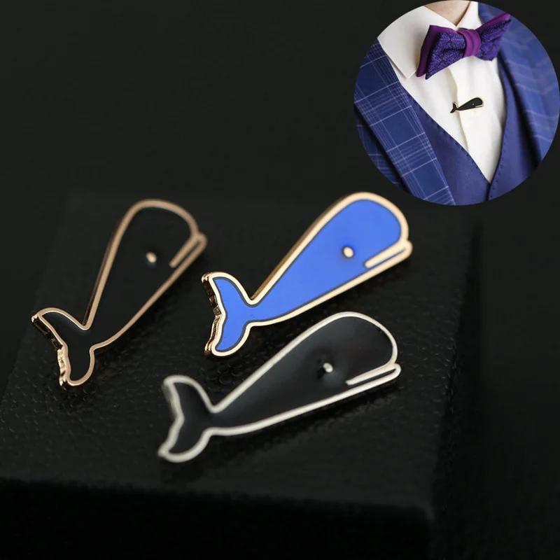 Metal Simple Whale Tie Clip Business Tie Clips Cufflinks Men's Suit Pocket Clip Bar Clasp Necktie Clasp Tie Pin Gifts Jewelry