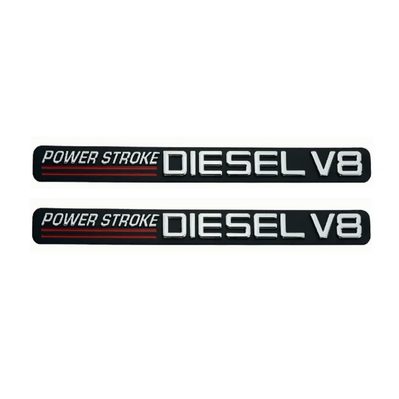 2pcs Power Stroke Diesel V8 Decal Auto Emblem Nameplate Sticker Plastic Vehicle Accessory for Pickup Trucks