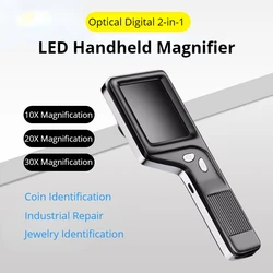 30X Handheld Digital Microscope Magnifying Glass Led Uv Light Can Take Photos for Reading Jewelry Appraisals
