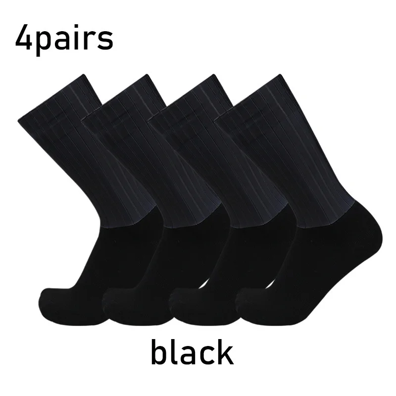 2024 New Aero Pure Color Cycling 4pairs/set Sports Socks Silicone Non-slip Pro Racing Bicycle Socks Summer Cool Calcetines