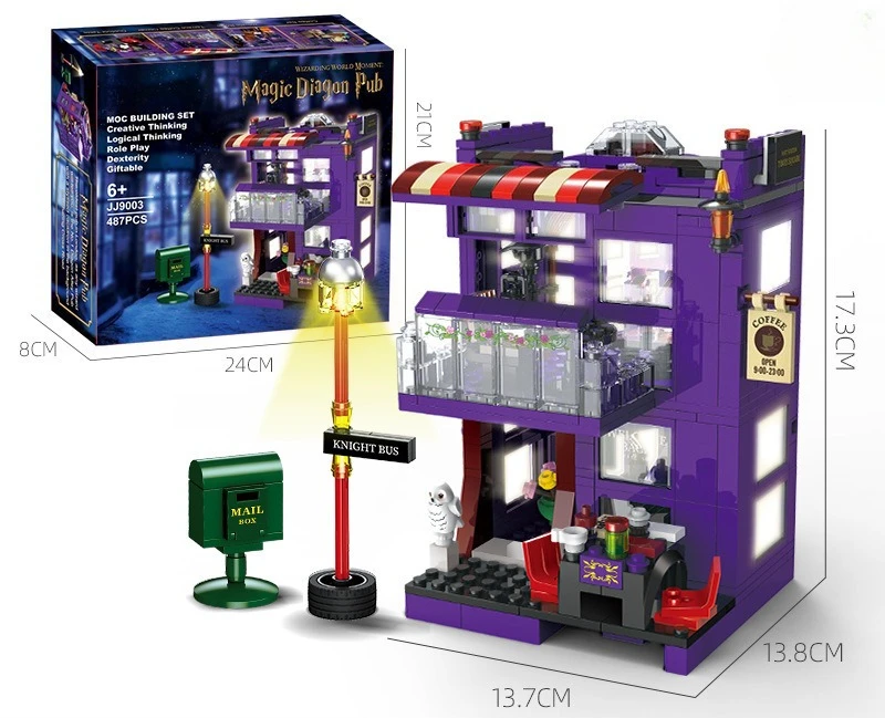 

Fantasy Street Building Set - Vintage Telephone Booth Model, 580+Pcs Magic-Themed Blocks for Kids 10+ & Adults Gift