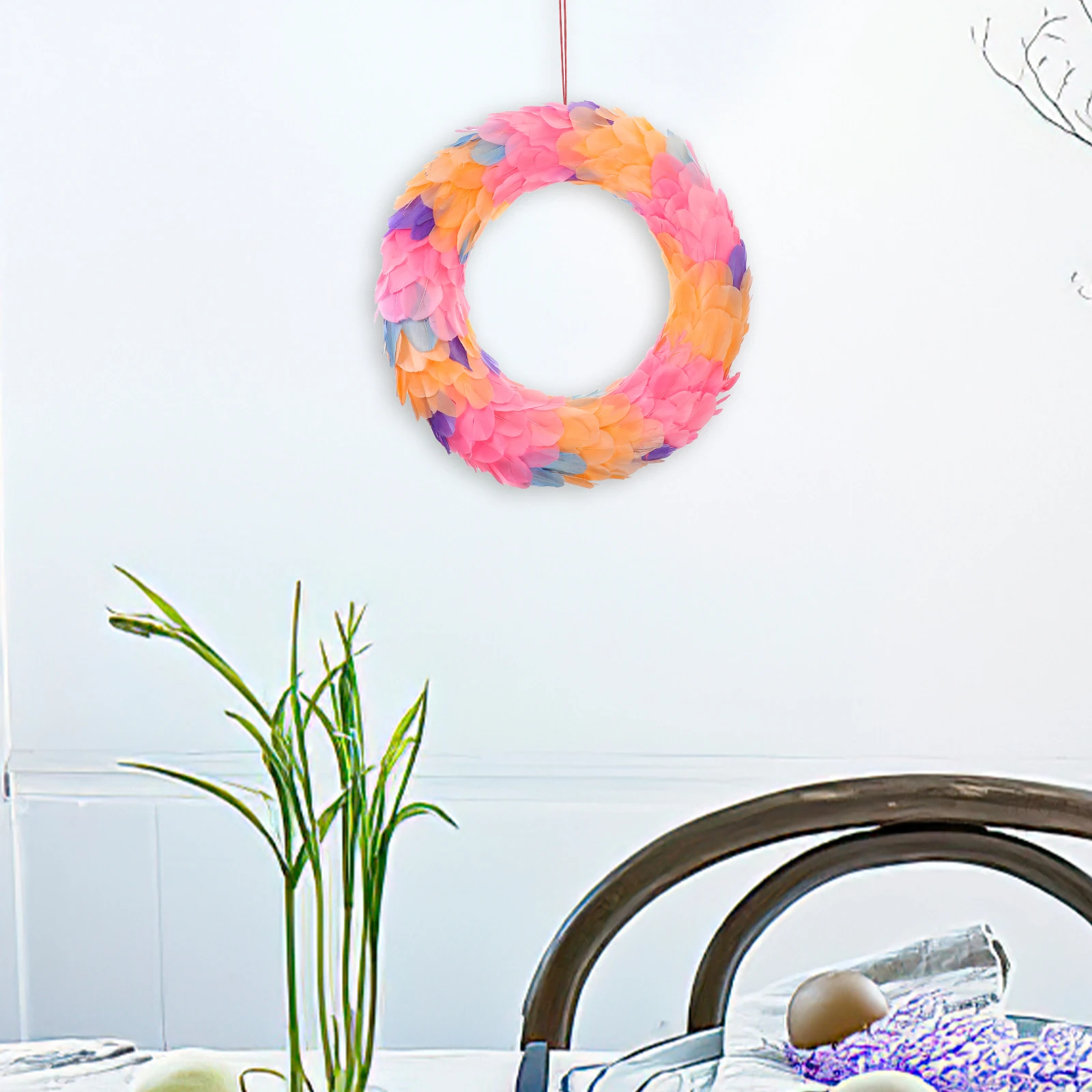 

Colorful Wreath Home Decor Vibrant Spring Front Door Garland Outdoor Easter Wreaths Plume Farmhouse Porch