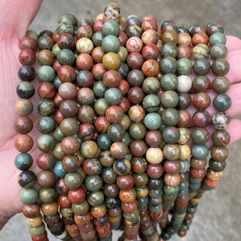 الجملة الحجر الطبيعي الأحمر الصنوبر الفيروز حبة الجولة فضفاض خزر عازل لصنع المجوهرات سوار ذاتي الصنع إكسسوارات عقد #5