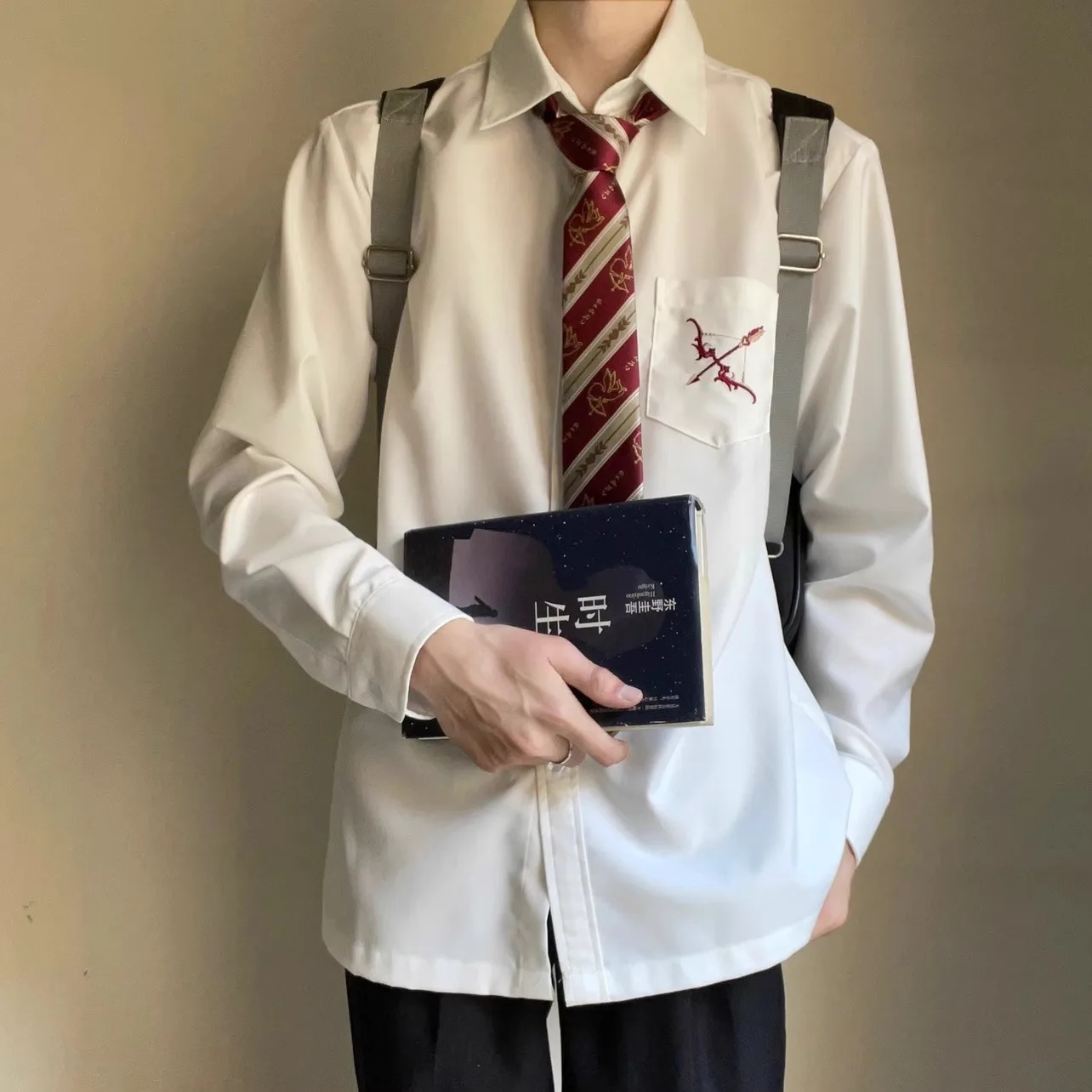 

Свободный длинный све irt для фотографий средней школы, пары, вышивка JK School Sle, молодежная кинотеатр, дышащая, увлажняющая...