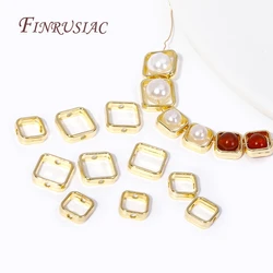 18K Gold Plated Square Shape Beads Frame Through Hole Bead Rings Spacer Beads For DIY Bracelet Jewelry Making Accessories