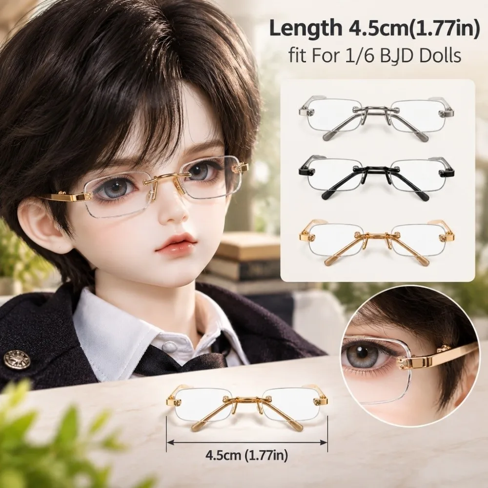 5,5/6,5 cm lange modische Puppenbrillen für 1/3 1/4 BJD-Puppen, niedliche Brillen für Baumwollpuppen, Mini-Tier-DIY-Kleidung