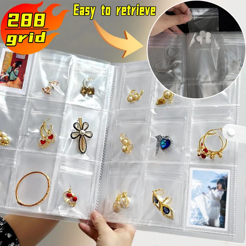 

Anti-oxidation Jewelry Storage Albums Desktop Drawer Organizer BoxesTransparent Necklace Bracelet Ring Book Holder Jewelry Bag