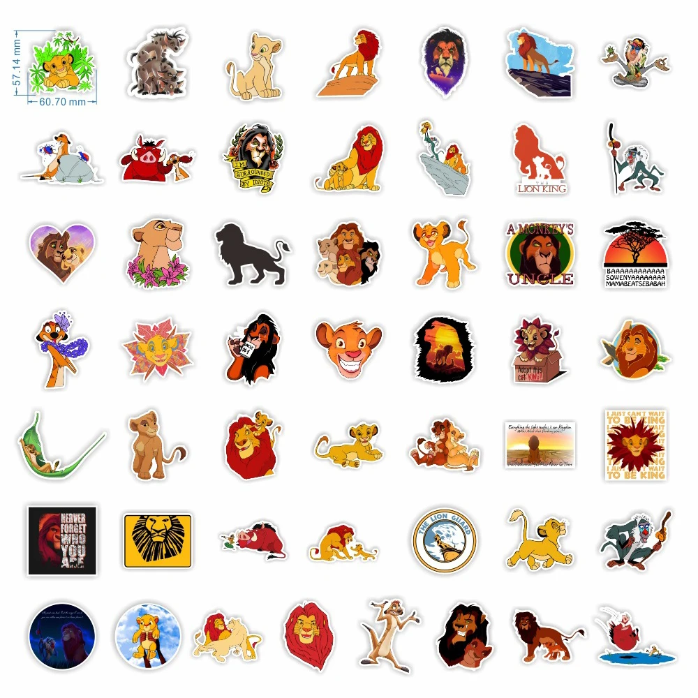 10/30/50pcs Disney The Lion King Cartoon Stickers DIY Phone Bicycle Laptop Skateboard Cool Anime Graffiti Decals Fun for Kid Toy