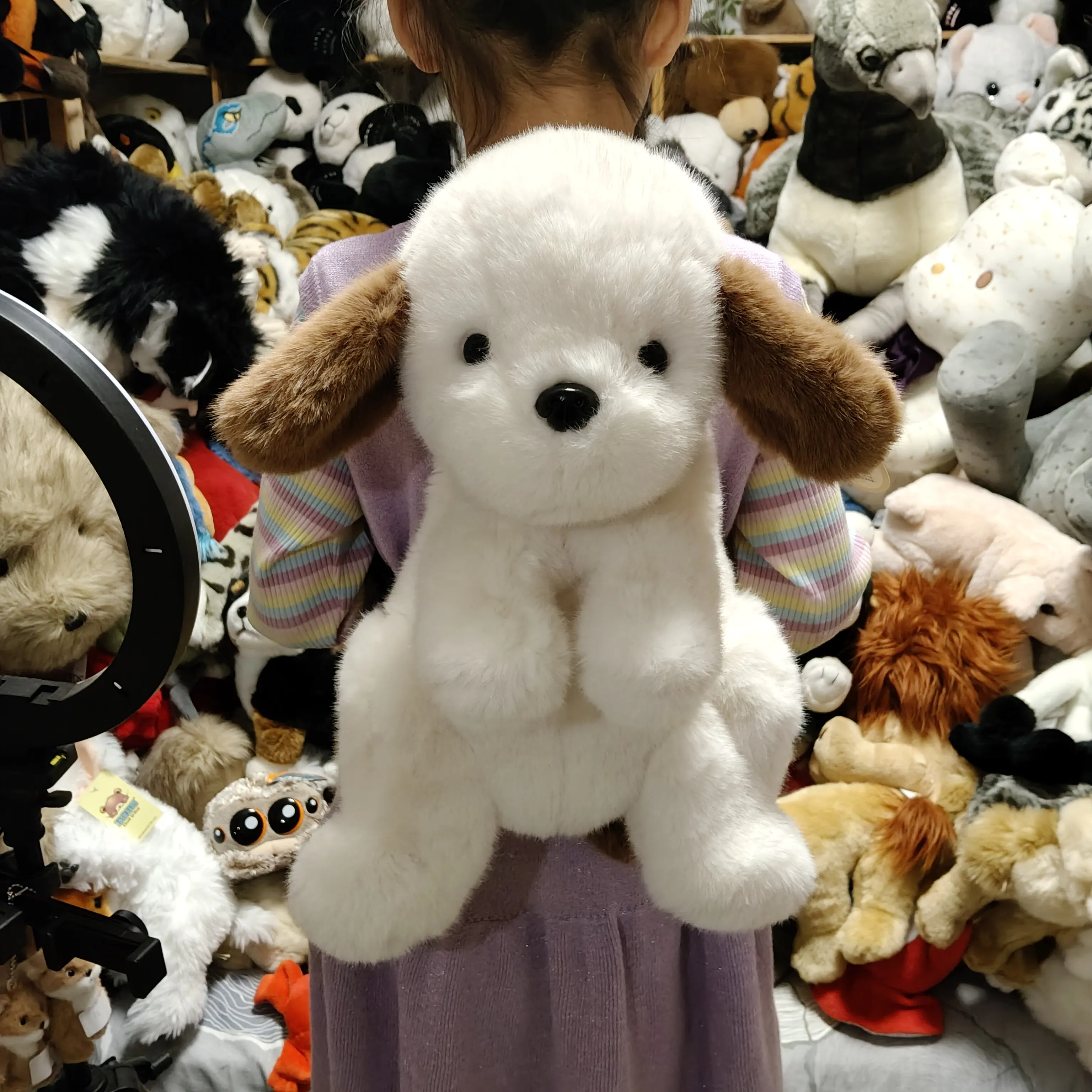 Cute Dog Plush Backpack for Kids Girls Soft Puppy Stuffed Animal Backpack Kawaii School Bag Plush Toy Backpack Birthday Gift