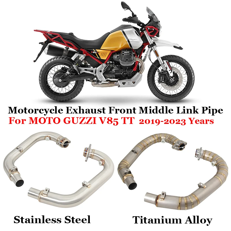 

Slip On For MOTO GUZZI V85 TT V85TT 2019-2023 Motorcycle Exhaust Escape Titanium Alloy Front Link Pipe Left & Right Side Muffler