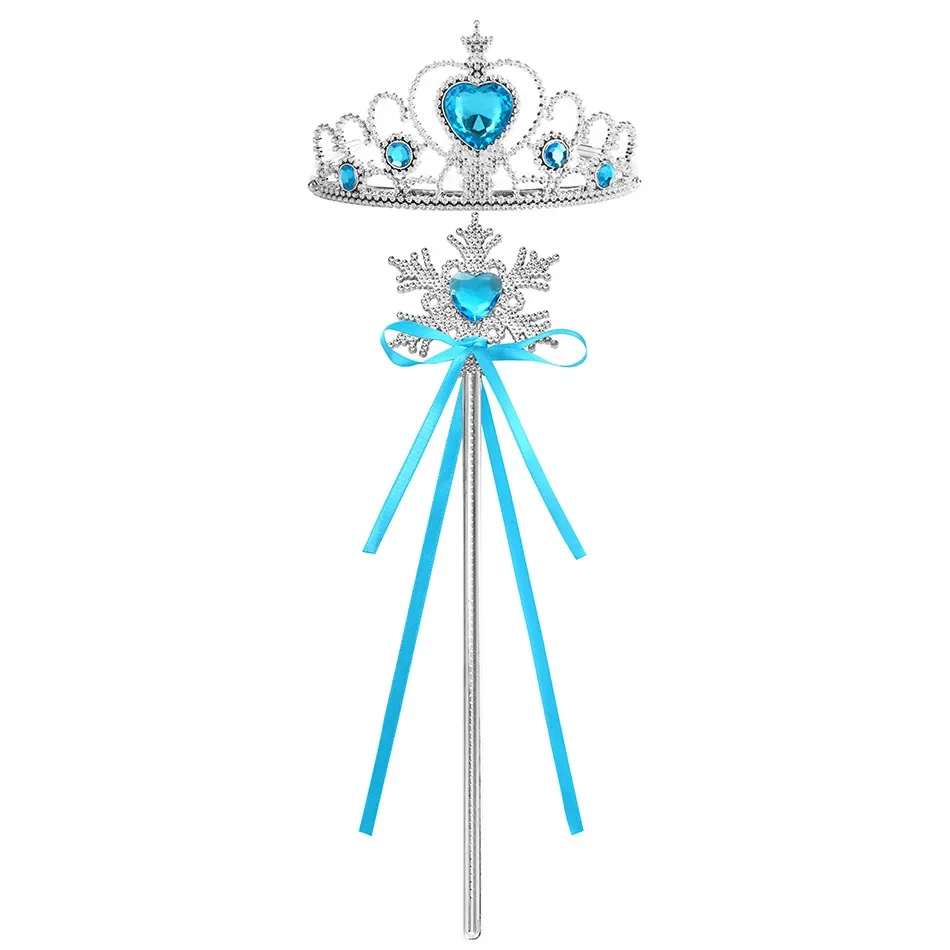 1. Schneeprinzen-Kostüm-Accessoires für Mädchen: Perücke, Krone, Zauberstab, Handschuhe, Schmuck und Handtasche – Set für Halloween-Partys. – Detail 7