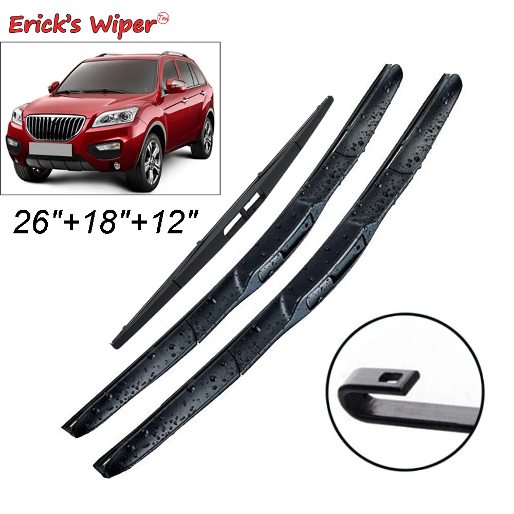 Erick's Wiper Front & Rear Wiper Blades Set For Lifan X60 2011 - 2018 Windshield Windscreen Tailgate Window Brushes 26