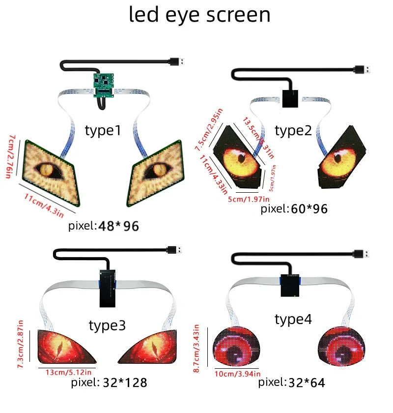 Blinking Eyes LED Display Panel  Eagle Eyes Winking Screen APP Programmable LED Eye Display Sign for Car Backpack Eye LED Screen