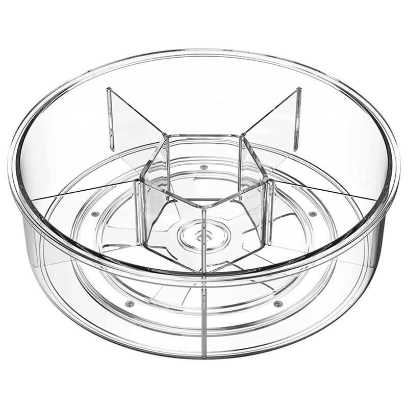 

Прозрачный акриловый большой органайзер для столика, вращающийся Органайзер с разделителями, для шкафа, ванной, холодильника, кухни