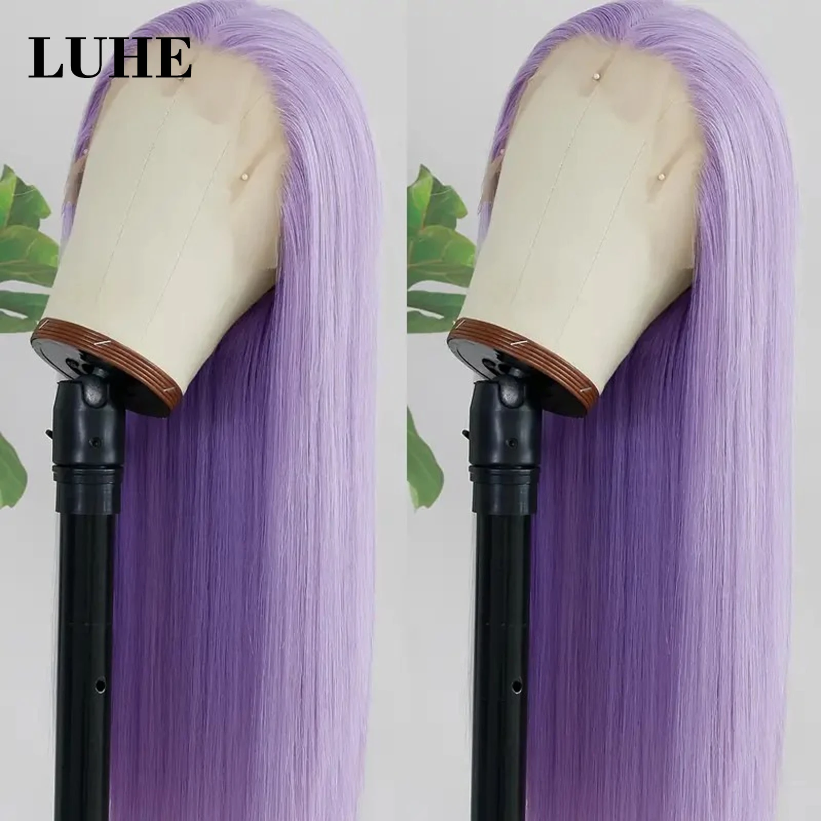 Light Purple Colored Synthetic Hair Wig 13x3 Lace Front Wigs for Black Women Cosplay Party 26Inch Long Straight Lace Frontal Wig