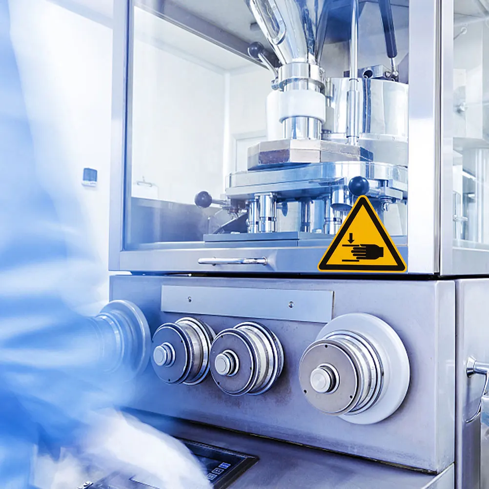 8pcs Safety Warning Stickers High Adhesion Clear Caution Labels Machinery Pinch Signs Self Adhesive Security Stickers For