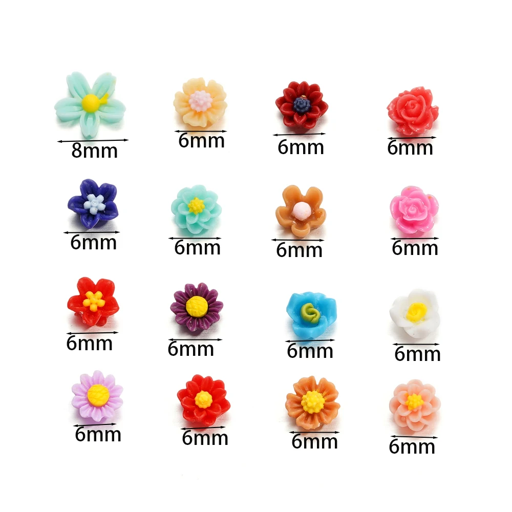 100Pcs/Lot Cute Resin 6/8mm Mixed Flowers Fillings Materials for DIY Epoxy Resin Mold Nail Art Decor Crafts Accessories